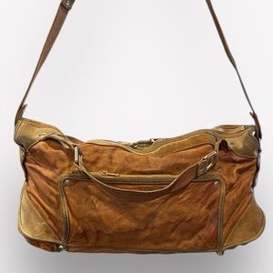 💃🧋Celine Vintage Weekender Tote Bag leather zip top shoulder strap